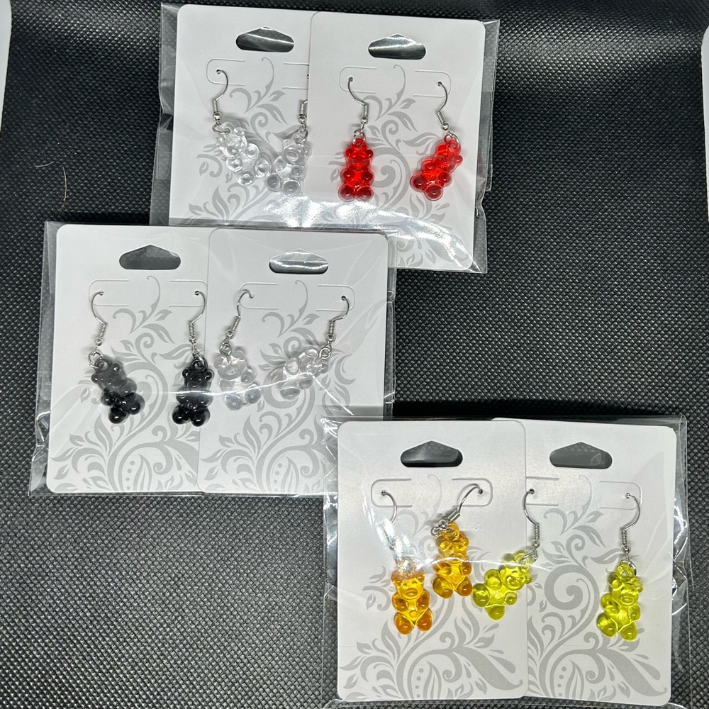 Red and Yellow Dangle Earrings Set